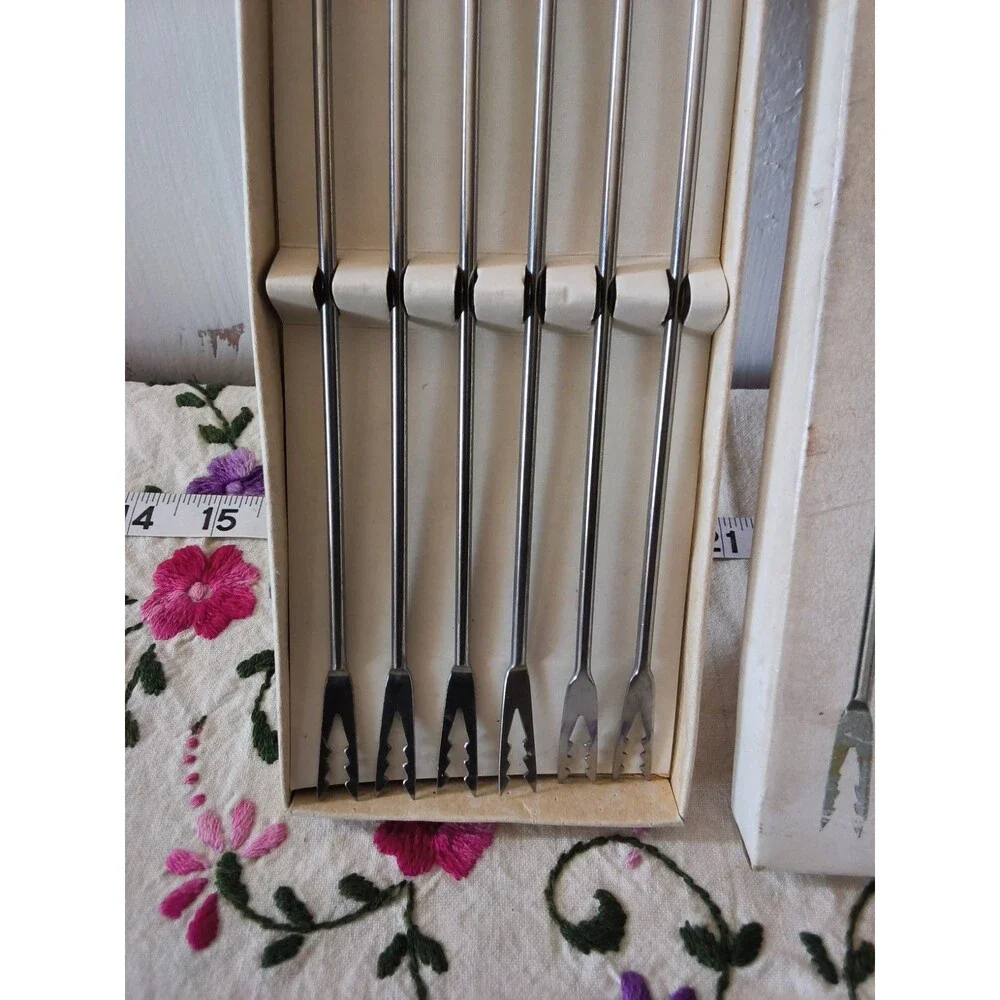VTG Coronado 6 Piece Fondue Forks Made in Japan Original Box Stainless Steel MCM